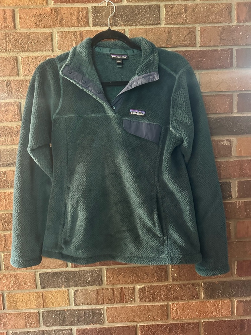 PATAGONIA Jacket Womens Small S Blue Green Re Tool Snap T Mock Neck Pockets Logo